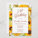 Invitation 21e anniversaire Fleuron moderne de tournesol<br><div class="desc">Des tournesols clairs et ensoleillés sont la fleur parfaite pour fêter un anniversaire spécial. Ce cadre floral moderne et sa typographie minimaliste sont une bouffée d'air frais pour votre planification de fête. Cet article fait partie de la collection Sunflower et Fleur sauvage. Il contient do-it-yourself modèles que vous pouvez utiliser...</div>