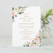 Invitation 21e anniversaire Floral Blush Gold (Debout devant)