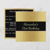 Invitation 21e anniversaire Glam Gold Metal Parties scintilla (Devant / Derrière)