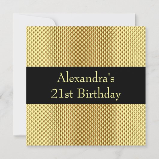 Invitation 21e anniversaire Glam Gold Metal Parties scintilla (Devant)
