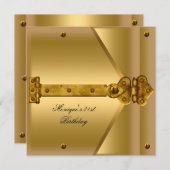 Invitation 21e Anniversaire Gold Metal Locks (Devant / Derrière)