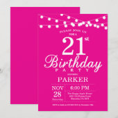 Invitation 21e anniversaire Hot Pink (Devant / Derrière)