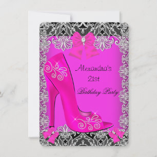 Invitation 21e Anniversaire Hot rose High Heel Chaussure dent