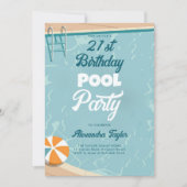 Invitation 21e anniversaire Idées de la fête de la piscine d' (Devant)