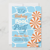 Invitation 21e anniversaire Idées été piscine parapluies (Devant)