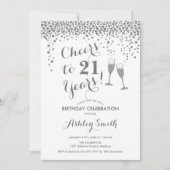 Invitation 21e Anniversaire - Joue À 21 Ans Argent Blanc (Devant)