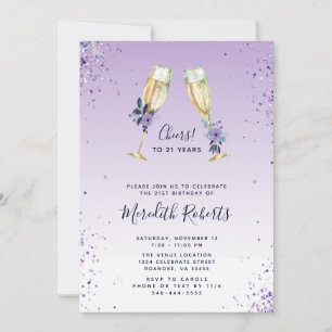 Invitation 21e Anniversaire Lavender Ombre Champagne Toast Pa