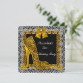 Invitation 21e Anniversaire Leopard Gold High Heel Chaussure  (Debout devant)