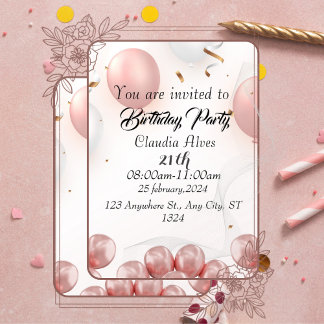 Invitation 21e anniversaire leopard noir motif confetti
