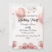 Invitation 21e anniversaire leopard noir motif confetti (Devant)