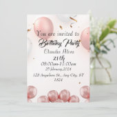 Invitation 21e anniversaire leopard noir motif confetti (Debout devant)