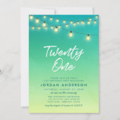 Invitation 21e anniversaire Lumières Aquarelle Verre de mer (Devant)