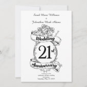 Invitation 21e anniversaire Mariage Fleurs (Devant)