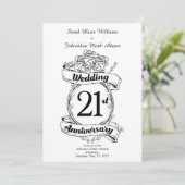 Invitation 21e anniversaire Mariage Fleurs (Debout devant)