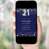 Invitation 21e anniversaire marine bleu argent étoiles