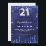 Invitation 21e anniversaire marine bleu argent parties scinti<br><div class="desc">Une invitation moderne, élégante et glamour pour une fête de 21e anniversaire. Un arrière - plan bleu marine, décoré avec de la poussière de parties scintillant imitation. La couleur bleue est inégale. Personnalisez et ajoutez votre nom et les détails de votre fête. Le numéro 21 est écrit avec une police...</div>
