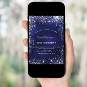 Invitation 21e anniversaire marine bleu argent parties scinti