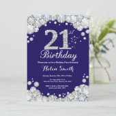 Invitation 21e anniversaire Marine Bleu et Diamant d'argent (Debout devant)