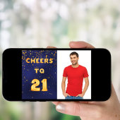 Invitation 21e anniversaire Marine bleu or acclamer photo