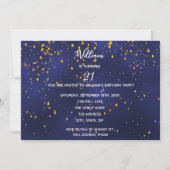 Invitation 21e anniversaire Marine bleu or acclamer photo (Dos)