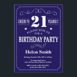 Invitation 21e anniversaire Marine bleue et blanch<br><div class="desc">21e Invitation Naissance Marine Typographie Bleue et Blanche. Arrière - plan bleu et blanc de la Marine. Anniversaire adulte. Hommes ou femmes, anniversaire. Enfants Garçon ou fille Ado Anniversaire adolescente Invitation . 13e 15e 16e 18e 20e 21e 30e 40e 50e 60e 70e 80e 90e 100e. N'Importe Quel Âge. Pour plus...</div>