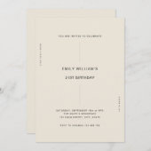 Invitation 21e anniversaire minimal moderne (Devant / Derrière)