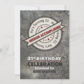 Invitation 21e anniversaire, mission accomplie, (Devant)