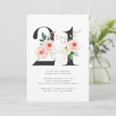 Invitation 21e anniversaire Moderne Floral Rose Gold Green (Debout devant)