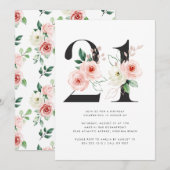 Invitation 21e anniversaire Moderne Floral Rose Gold Green (Devant / Derrière)