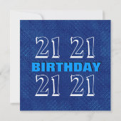 Invitation 21e anniversaire Motif bleu et argent Recyclé (Dos)