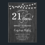 Invitation 21e anniversaire - Motif de bois gris rustique<br><div class="desc">Rustique 21st Birthday Invitation Design simple rustique avec motif en bois gris foncé et lumières à cordes féeriques. Fonctionne la police de script. Salut à 21 ans ! Peut être personnalisé à tout âge! Message-moi si vous avez besoin d'une personnalisation plus poussée.</div>
