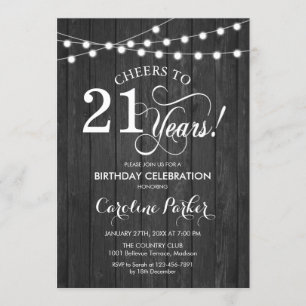 Invitation 21e anniversaire - Motif de bois gris rustique