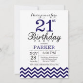Invitation 21e anniversaire Navy Blue Chevron (Devant)