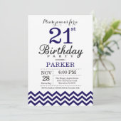 Invitation 21e anniversaire Navy Blue Chevron (Debout devant)