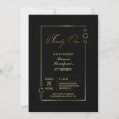 Invitation 21e anniversaire Noir avec Gold Frame Party (Devant)