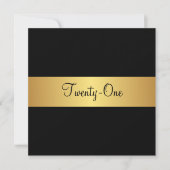 Invitation 21e anniversaire Noir et Jaune Or (Devant)