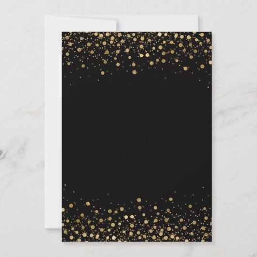Invitation 21e Anniversaire Noir moderne Confetti Script (Dos)