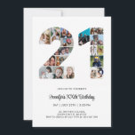 Invitation 21e anniversaire Numéro 21 Photo personnalisée Col<br><div class="desc">Marquez vingt et un ans de merveilleux souvenirs et des aventures avec ce captivant 21e anniversaire Numéro Photo Collage. Ce modèle personnalisable est le mélange parfait de créativité et de sentiment, vous permettant de créer un cadeau vraiment mémorable pour la journée spéciale de votre bien-aimé. Capturez l'essence d'années incroyables dans...</div>