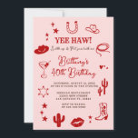 Invitation 21e Anniversaire Occidental Pink Red Cowgirl<br><div class="desc">Cowgirl Boot Floral Western Invitation. Rustique 21e,  30e ou 40e anniversaire de la cow-girl occidentale.</div>