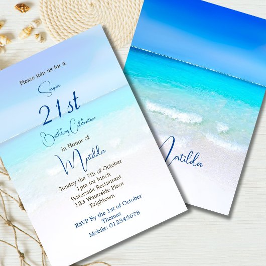 Invitation 21E Anniversaire Océan Bleu Destination Mer Annive