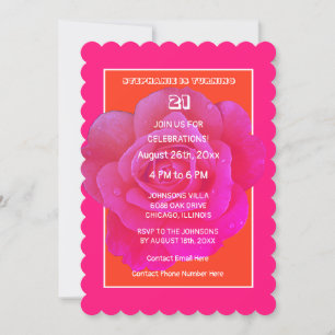 Invitation 21e anniversaire Orange Rose rose Floral Cool mode