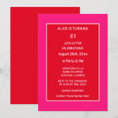 Invitation 21e anniversaire Orange rose rouge moderne minimal (Devant / Derrière)