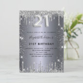 Invitation 21e anniversaire parties scintillant argent (Debout devant)