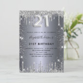 Invitation 21e anniversaire parties scintillant argent (Debout devant)
