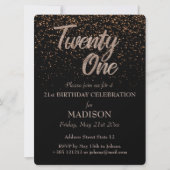 Invitation 21e anniversaire Parties scintillant d'or (Devant)