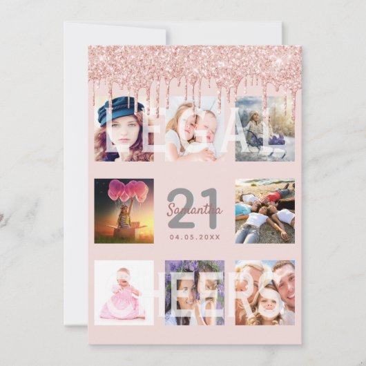 Invitation 21e anniversaire parties scintillant goutte-à-gout (Devant)