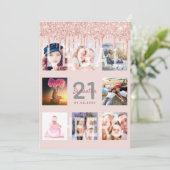 Invitation 21e anniversaire parties scintillant goutte-à-gout (Debout devant)