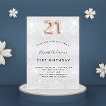 Invitation 21e anniversaire parties scintillant or argent<br><div class="desc">Une invitation moderne,  élégante et glamour pour une fête de 21e anniversaire. Un arrière - plan faux argenté,  décoré de poussière de parties scintillant. Personnalisez et ajoutez votre nom et les détails de votre fête. Le numéro 21 est écrit avec une police de style de bulle d'or,  script.</div>