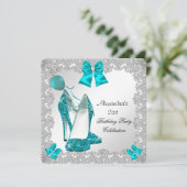 Invitation 21e anniversaire Parties scintillant Turquoise Ble (Debout devant)