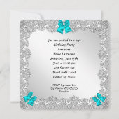 Invitation 21e anniversaire Parties scintillant Turquoise Ble (Dos)